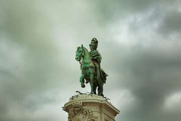 Statue of King Jose I in Commerce Square , Lisbon, Portugal