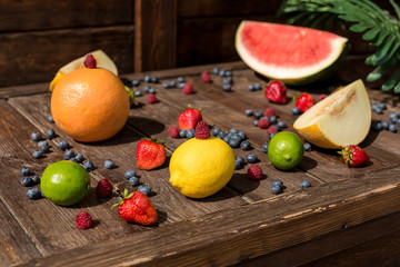 Fruit in summer, wooden