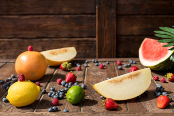 Fruit in summer, wooden