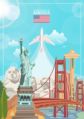Welcome to USA. United States of America poster. Vector illustration about travel