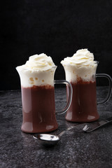 coffee chocolate smoothie with coconut whipped cream. toning, ic