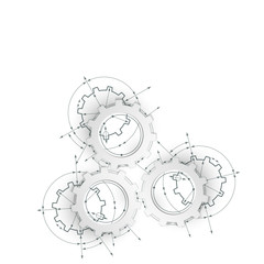 Gears in engagement. Engineering drawing abstract industrial background with a cogwheels.