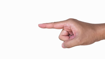 Isolated Asian man's hand on white background