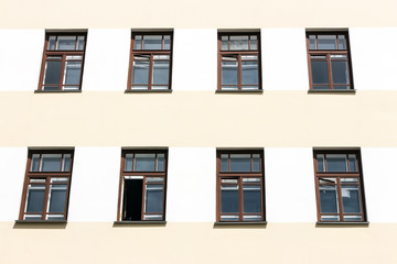 Windows on the facade of light colors