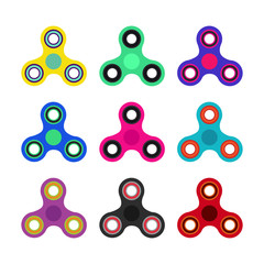 Set of Hand spinner toys in flat and cartoon style. White background. vector icons.