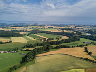 Fototapeta na wymiar Aerial view of rural landscape in Switzerland