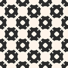 Vector seamless pattern, monochrome mosaic texture, abstract ornamental background with smooth perforated shapes. Square illustration for tiling. Design for prints, home decor, furniture, textile, web