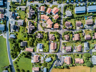 Aerial view of village in Switzerland