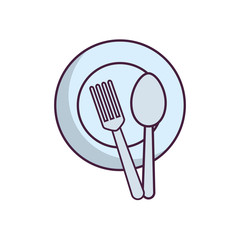 dish with fork and spoon icon