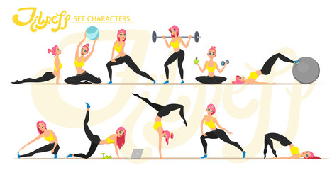 Fitness girl. Healthy lifestyle. Workout set