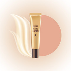 Blank gold tube expensive cosmetic skin care cream
