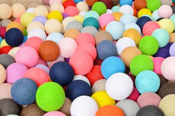 Multicolored cotton light balls for background