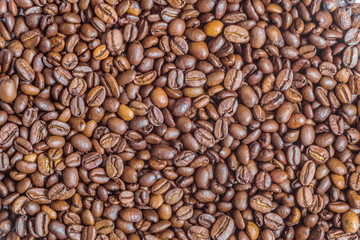 Texture of fried arabica coffee beans