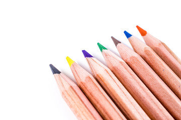 Obraz premium Close up of color pencils on white background. back to the school