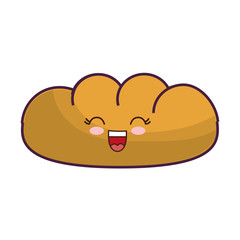 kawaii bread icon over white background colorful design vector illustration
