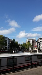 Amsterdam, port, vu du ciel, paysage, monument, bateau, ciel, pont, bodybuilding, tour, couché soleil
