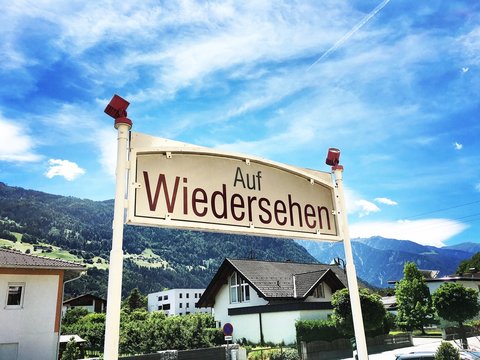 A sign that says Auf Wiedersehen in Austria