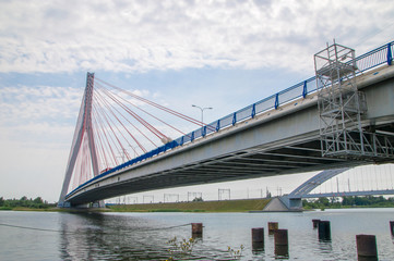 Third Millennium John Paul II Cable-stayed bridge over dead Vistula (Polish: Martwa Wisla) at Gdansk.