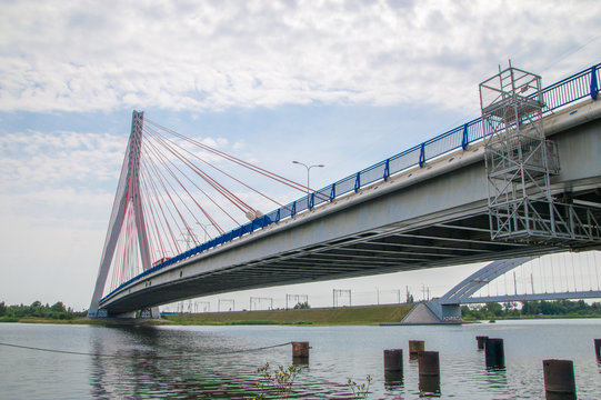 Third Millennium John Paul II Cable-stayed bridge over dead Vistula (Polish: Martwa Wisla) at Gdansk. © Robson90