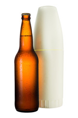 Styrofoam beer holder isolated on white background