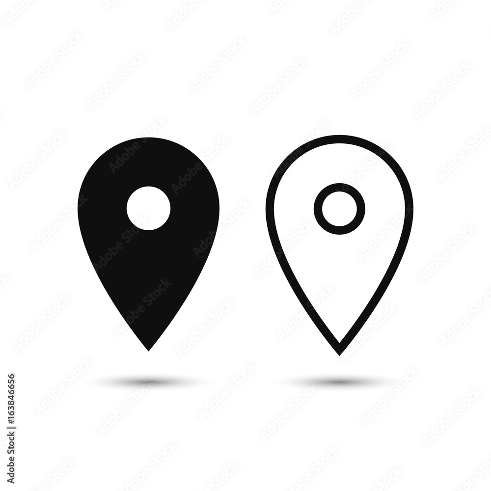 Poster map pointer icon set. gps location symbol. vector flat illustration