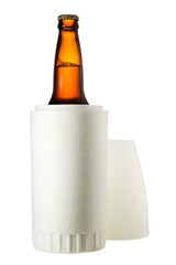Styrofoam beer holder isolated on white background