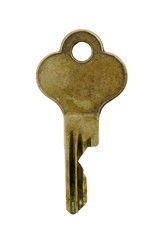 Old Brass Key Isolated on White Background