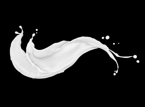 Splashes of milk or cream on black background