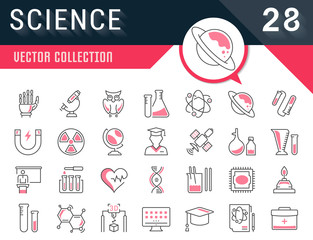 Set Vector Flat Line Icons Science