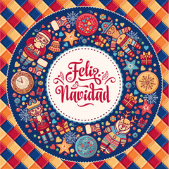 Feliz navidad. Xmas card on Spanish language.