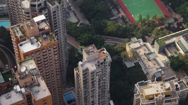Hong Kong Aerial v178 Birdseye view flying over Tai Ping Shan area buildings streets cineflex look