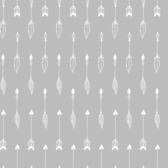Cute hand drawn arrows seamless pattern. Vector illustration in boho style.