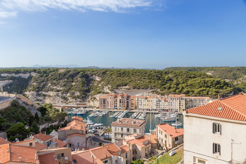Fototapeta na wymiar Corsica, France. Bonifacio: view of the town and port
