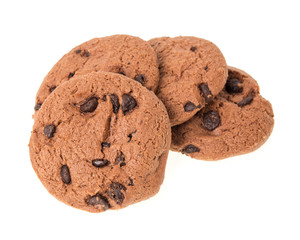 Chocolate chip cookies isolated on a white background.