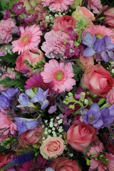 Colorful pink and purple wedding flowers
