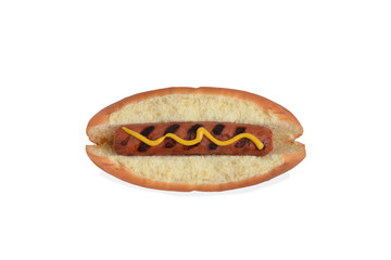 Hot Dog with Mustard isolated white background