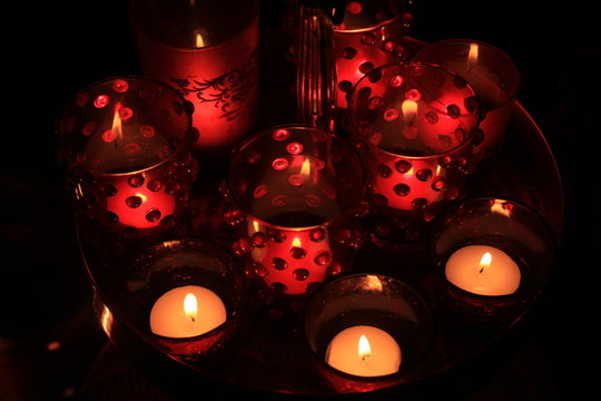 Red votives and candles