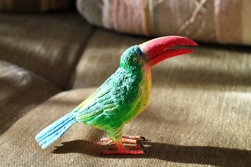 toy of tropical bird green figure