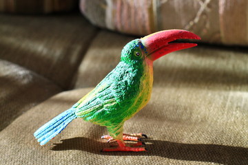 toy of tropical bird green figure