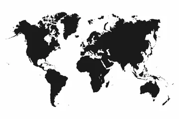 Foto auf Alu-Dibond Weltkarte. Monochromes Weltkartensymbol © Yevhenii