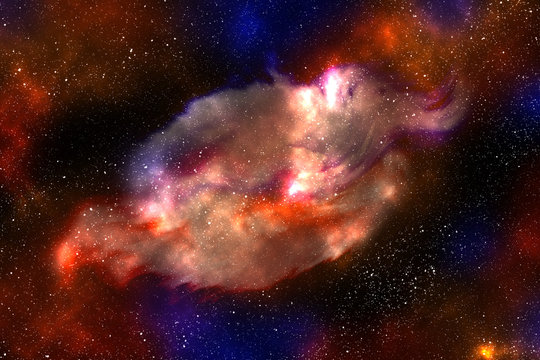 Glowing nebula on space background