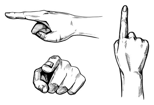 Pointing hands set