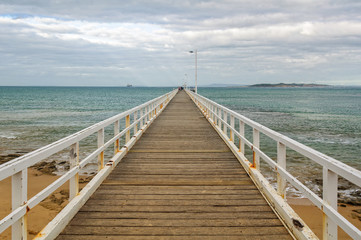 Point Lonsdale Pier on an overcast autumn afternoon - Victoria, Australia