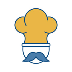 man with mustache and chef hat icon over white background vector illustration