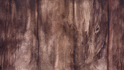 Watercolor brown wood board surface realistic texture background