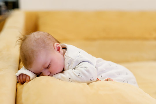 Portrait of cute adorable newborn baby child sleeping