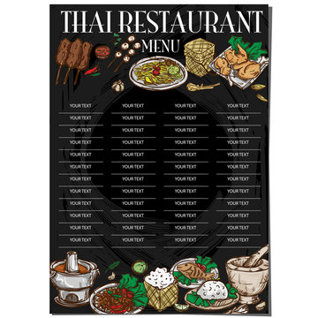 menu thai food restaurant template design hand drawing graphic.