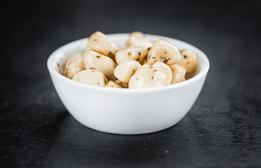 Marinated Garlic (selective focus, close-up shot)
