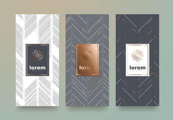 Vector set packaging templates with different texture for luxury products.logo design with trendy linear style.vector illustration