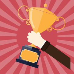 Championship and leadership isolated illustration. First place winner concept. Vector. Champion trophy flat icon. Golden winner cup.